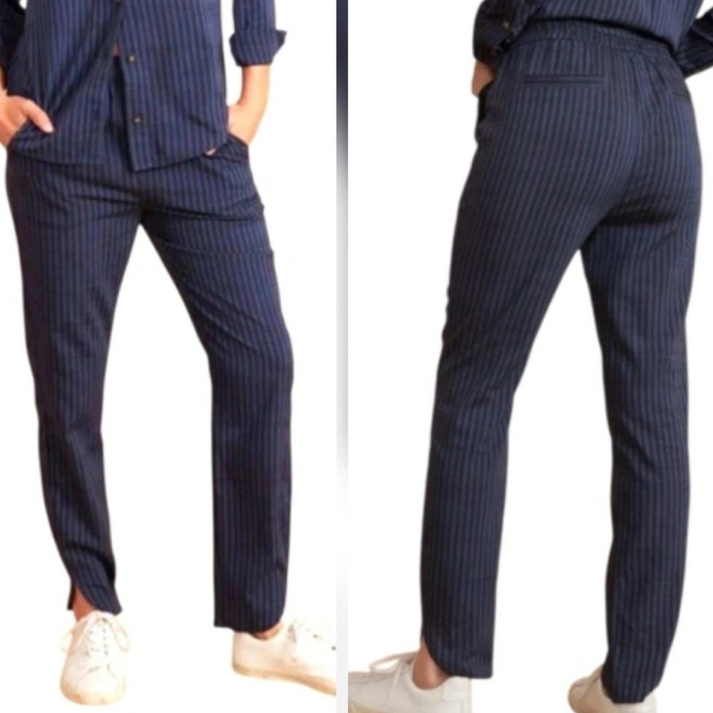 Marine Layer Allison Pant Black Blue Stripe Medium New With Tags